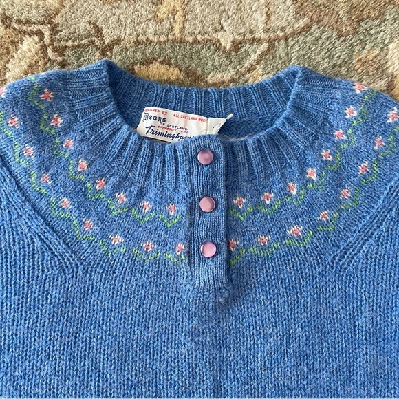 Vintage Deans of Scotland FAIR ISLE Pullover Wool Sweater Size 40 - Picture 2 of 5